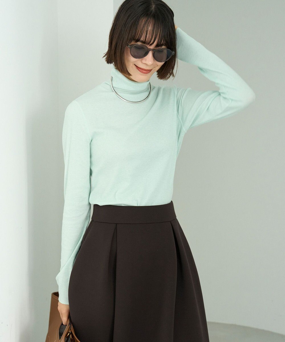 UNFILO 【暖かさ＆着心地の良さで大ヒット】コットンカシミヤ タートルネックカットソー 