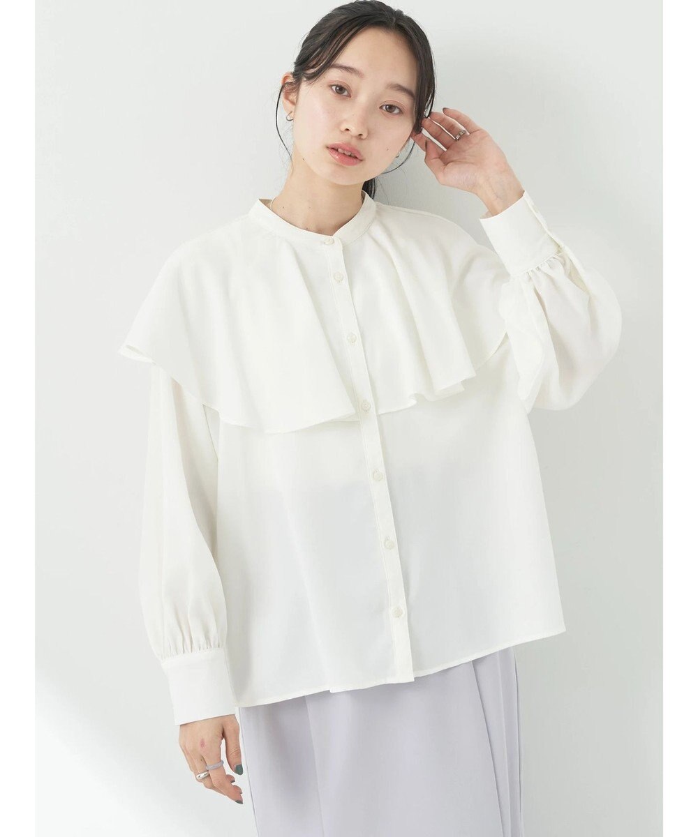 earth music&ecology ケープカラーブラウス 