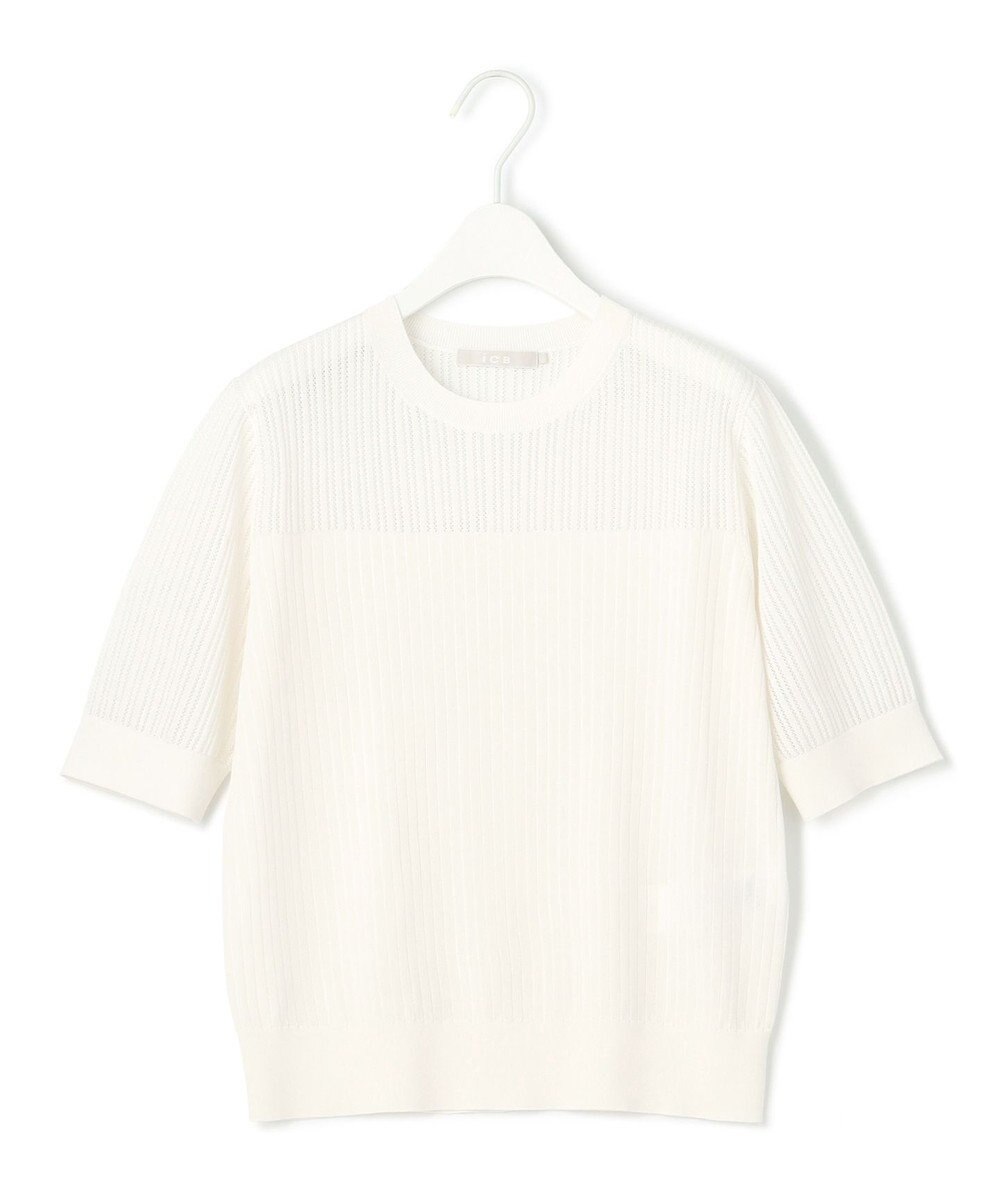 ICB L 【洗える】 レースニットトップス 