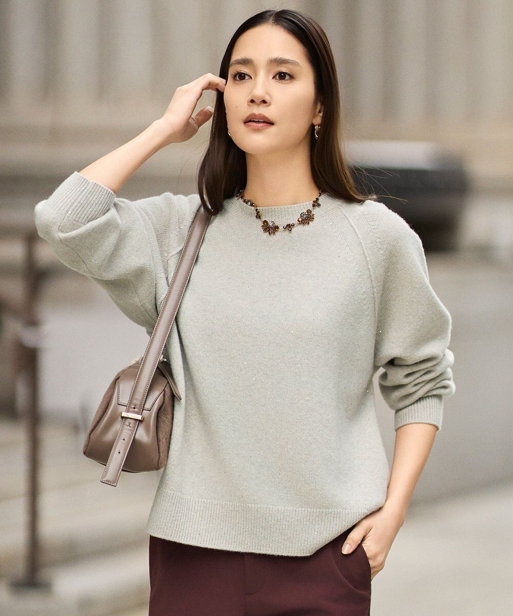 自由区 S 【カタログ掲載】ウールカシミヤブレンドスパンコールラグランスリーブ ニット 