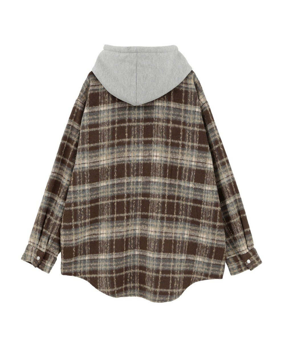AMERICAN HOLIC フード付きシャギーチェックシャツ 