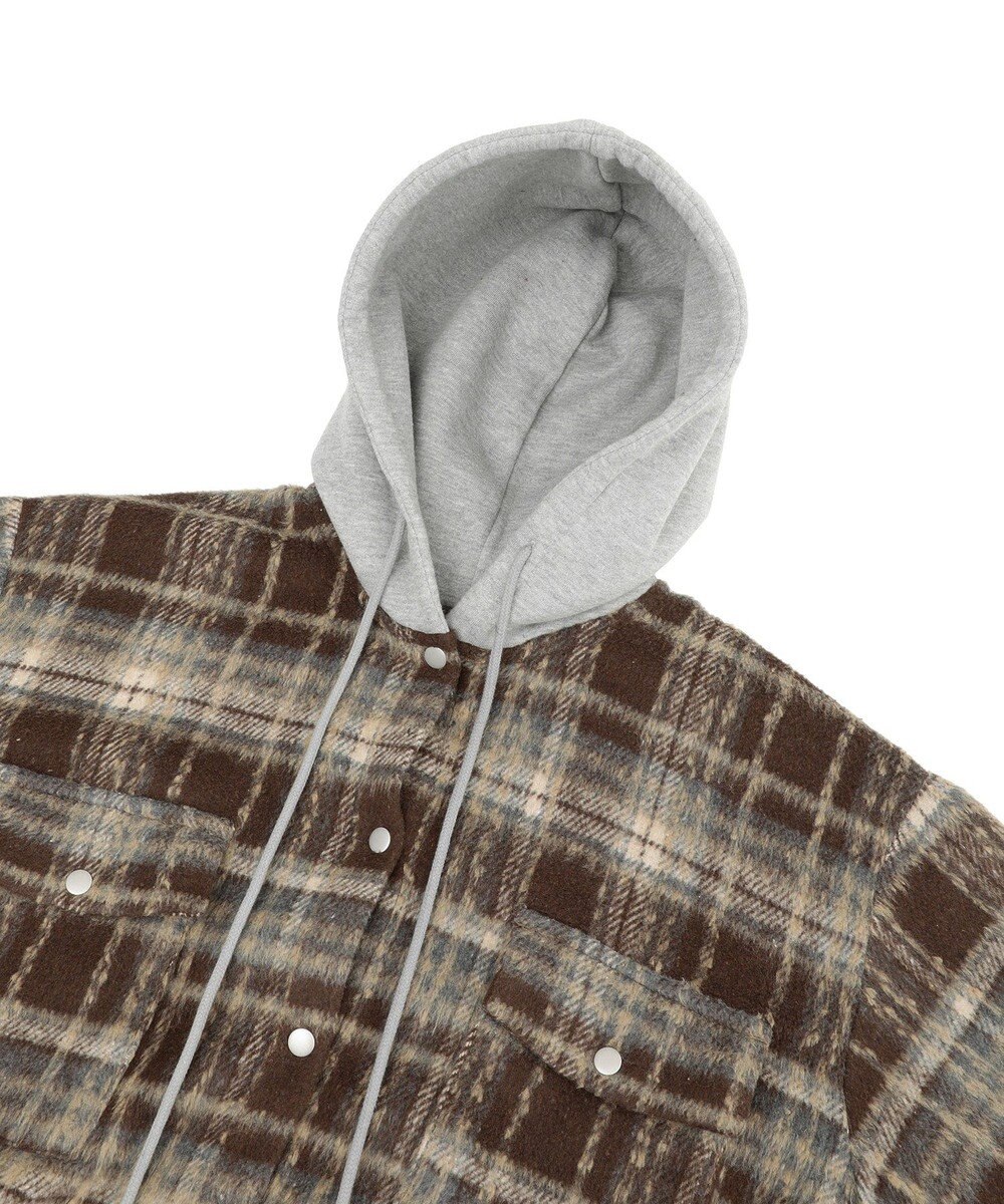 AMERICAN HOLIC フード付きシャギーチェックシャツ 