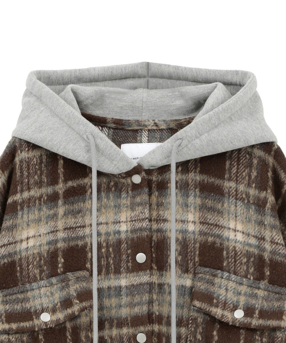 AMERICAN HOLIC フード付きシャギーチェックシャツ 