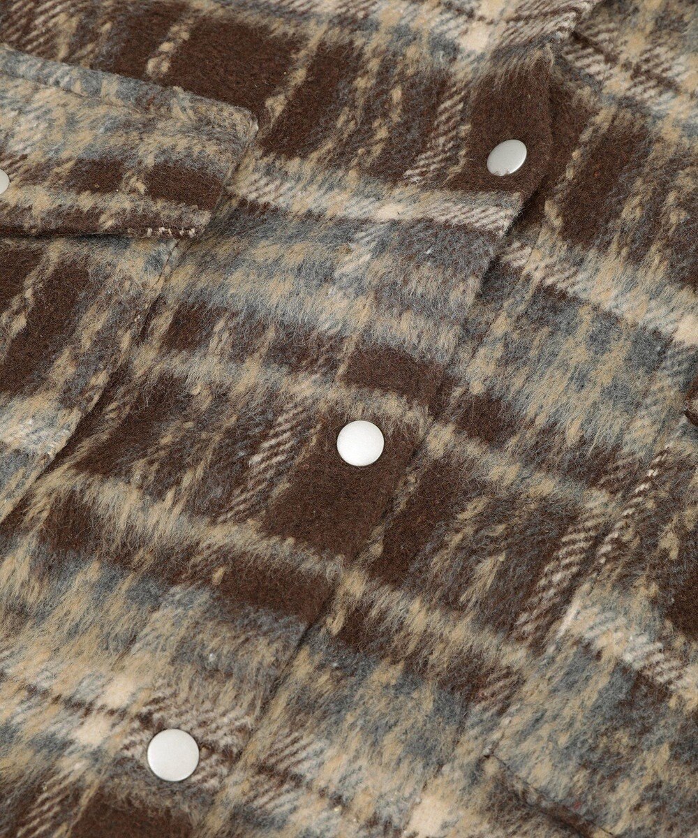 AMERICAN HOLIC フード付きシャギーチェックシャツ 