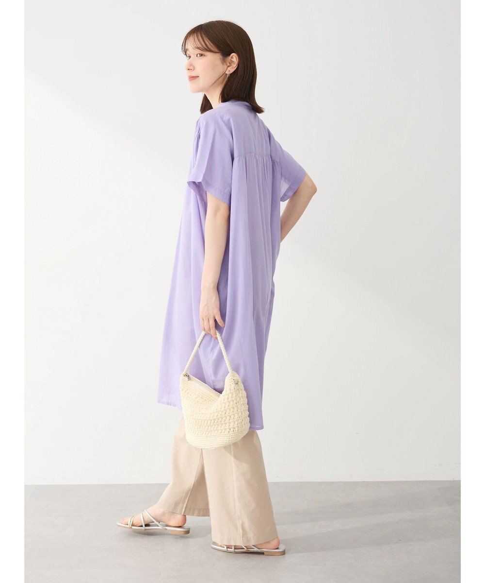 Green Parks インド綿　パイピングバンドカラーシャツチュニック 