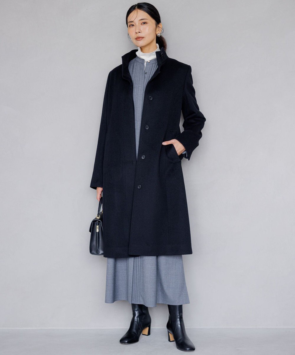 23区 【洗える】ウールストレッチツイル シャツワンピース 