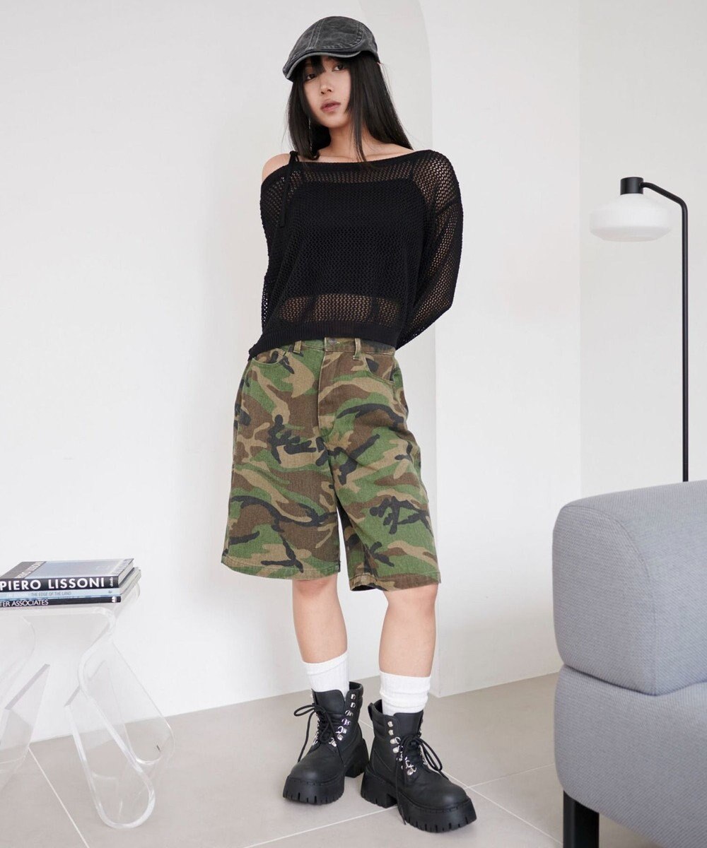 WEGO 2WAYオフショルメッシュニット 