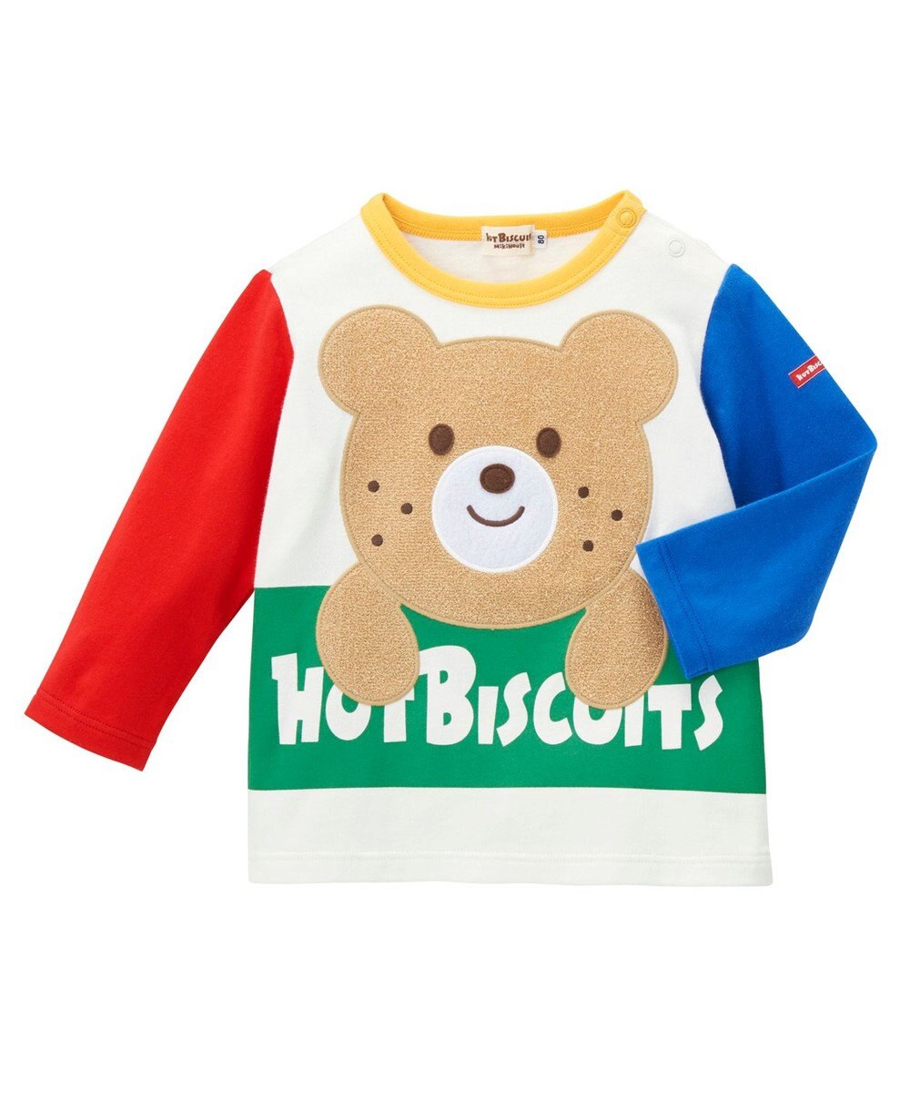 MIKI HOUSE HOT BISCUITS 【80-120cm】 ロゴ×キャラクター 長袖Tシャツ 