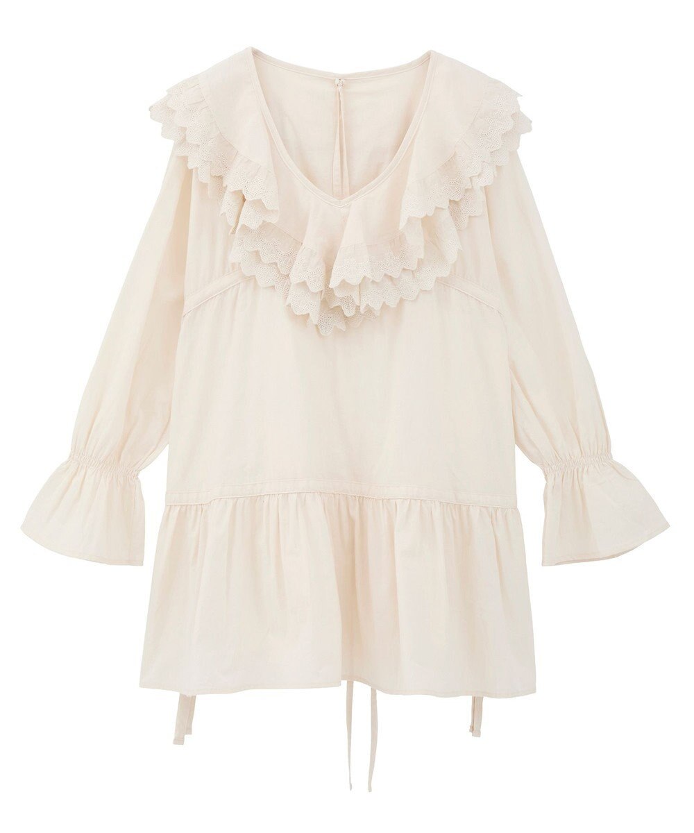 earth music&ecology 【綿100％】サイドリボンラッフルミニワンピース 