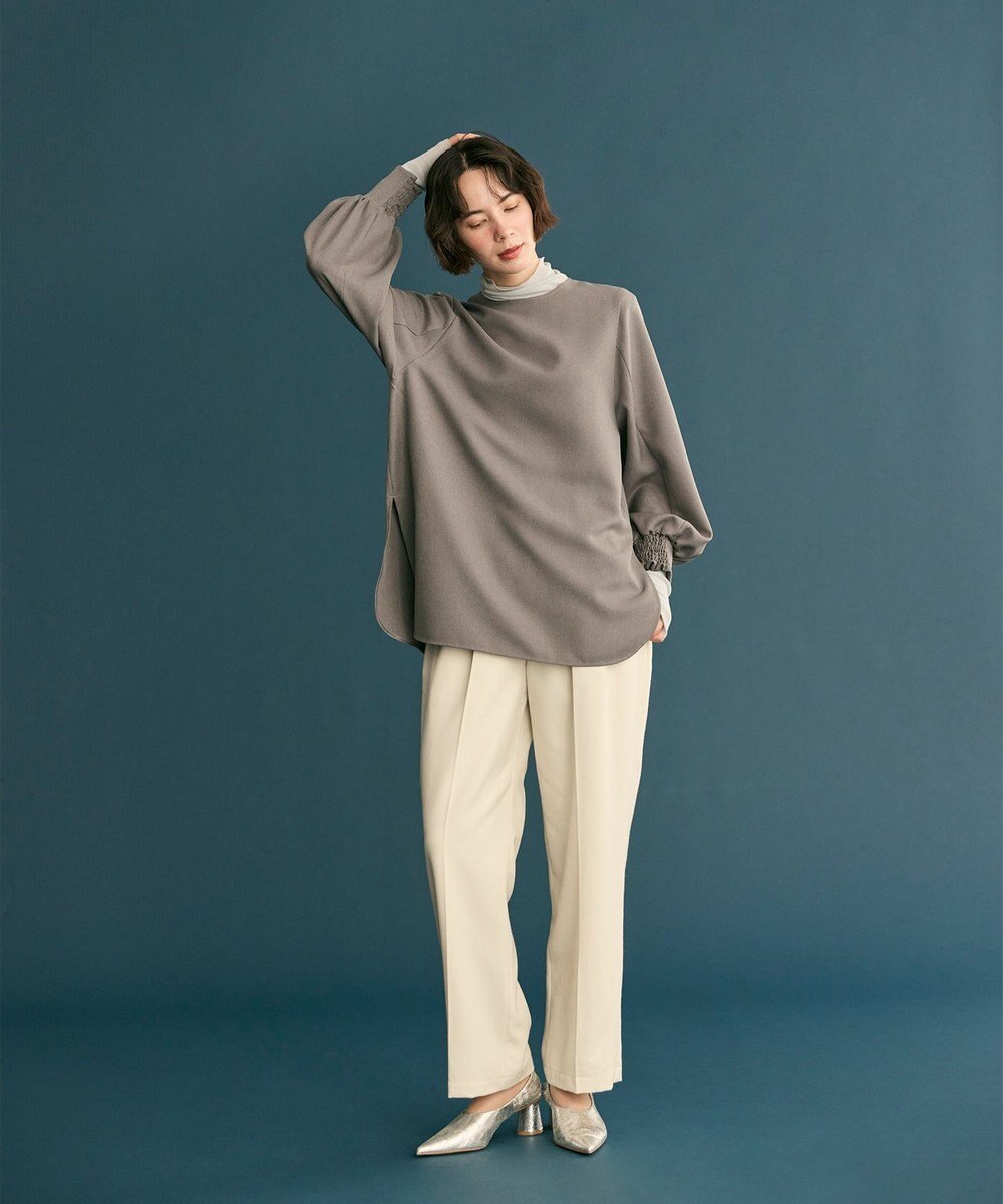 #Newans 【洗濯機可】シャーリングカフスパウダリーブラウス 