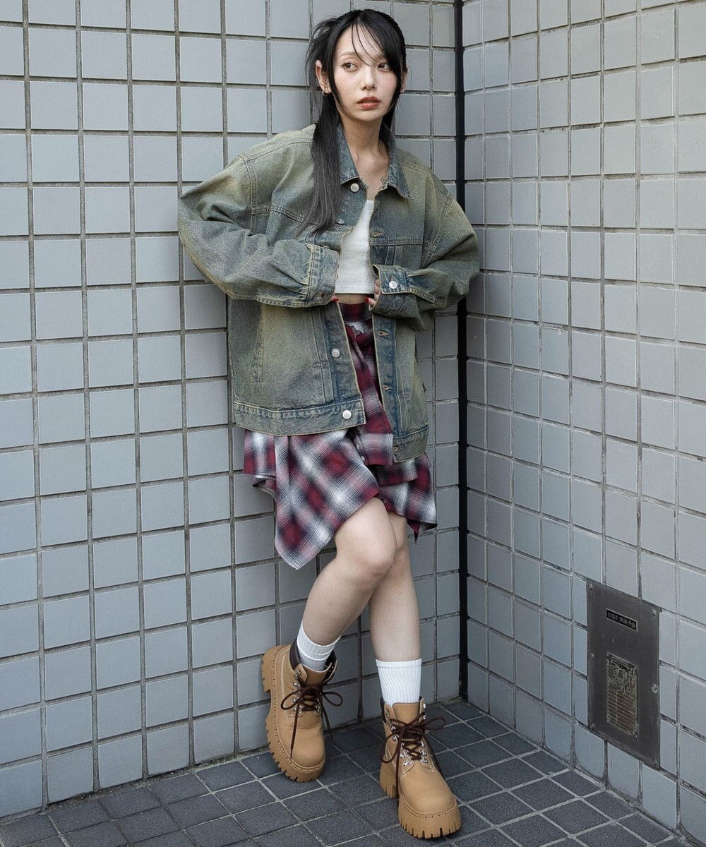 WEGO 【ユニセックス着用ITEM/MLサイズ展開】ヴィンテージライクBIGデニムジャケット 