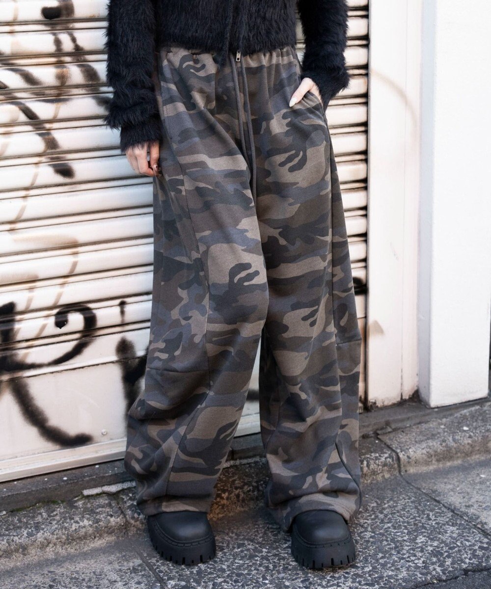 WEGO 【ウエストゴム/SMLサイズ展開】カーブデザインスウェットパンツ 