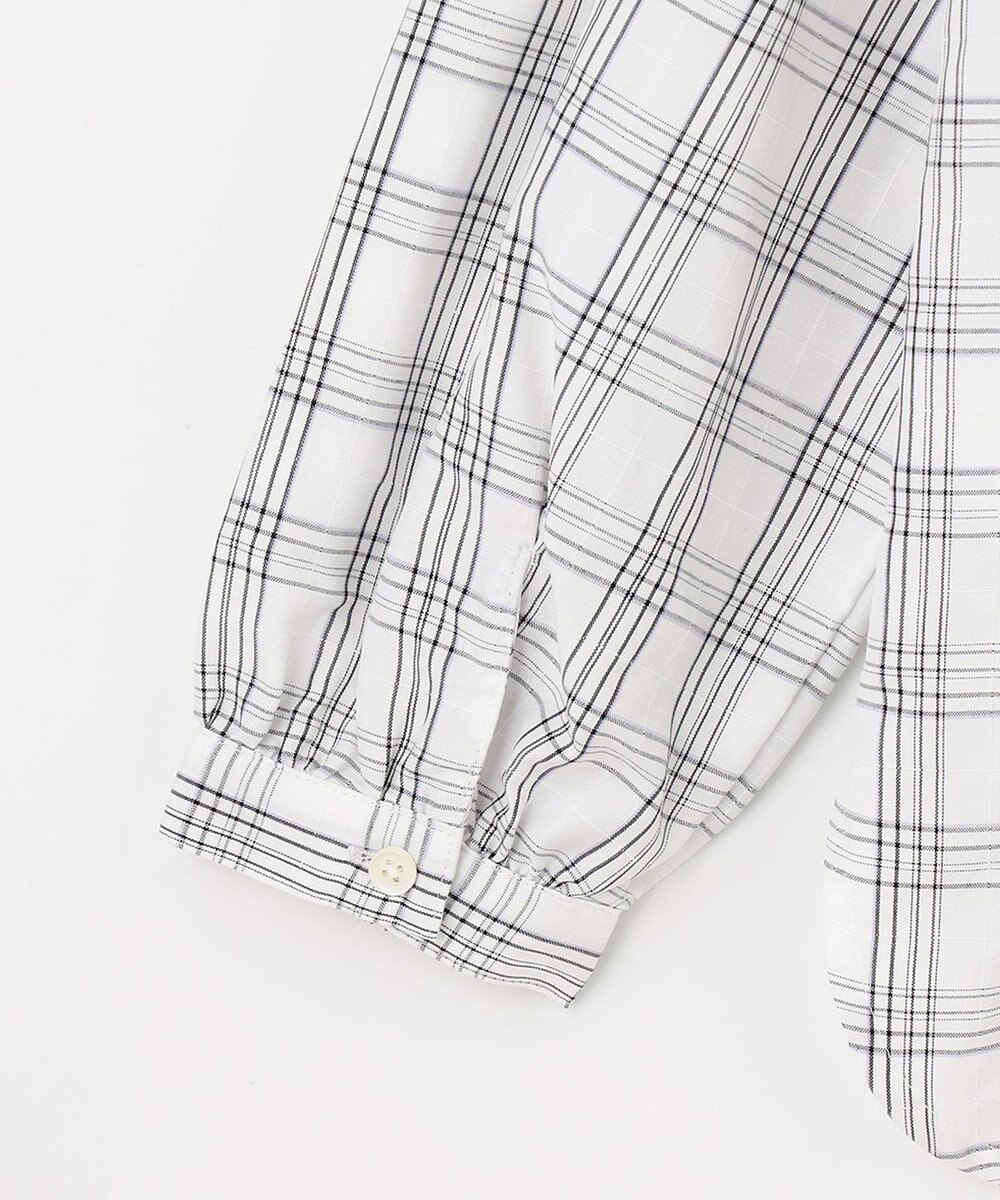 J.PRESS LADIES 【洗える】 セルロースチェック バンドカラー ブラウス 