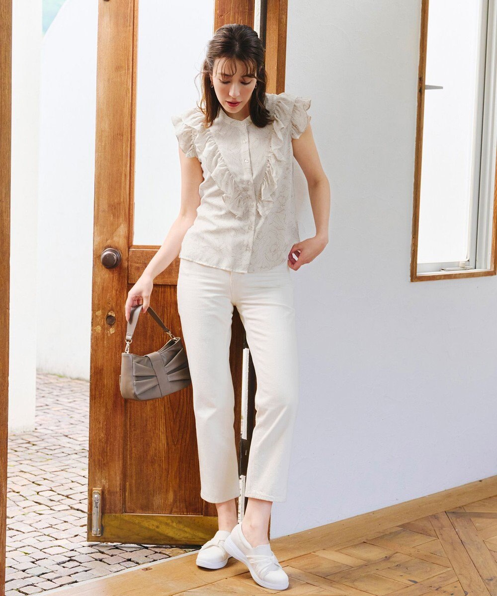 Tiaclasse 【新色追加・洗える】花柄フリルシャツブラウス 