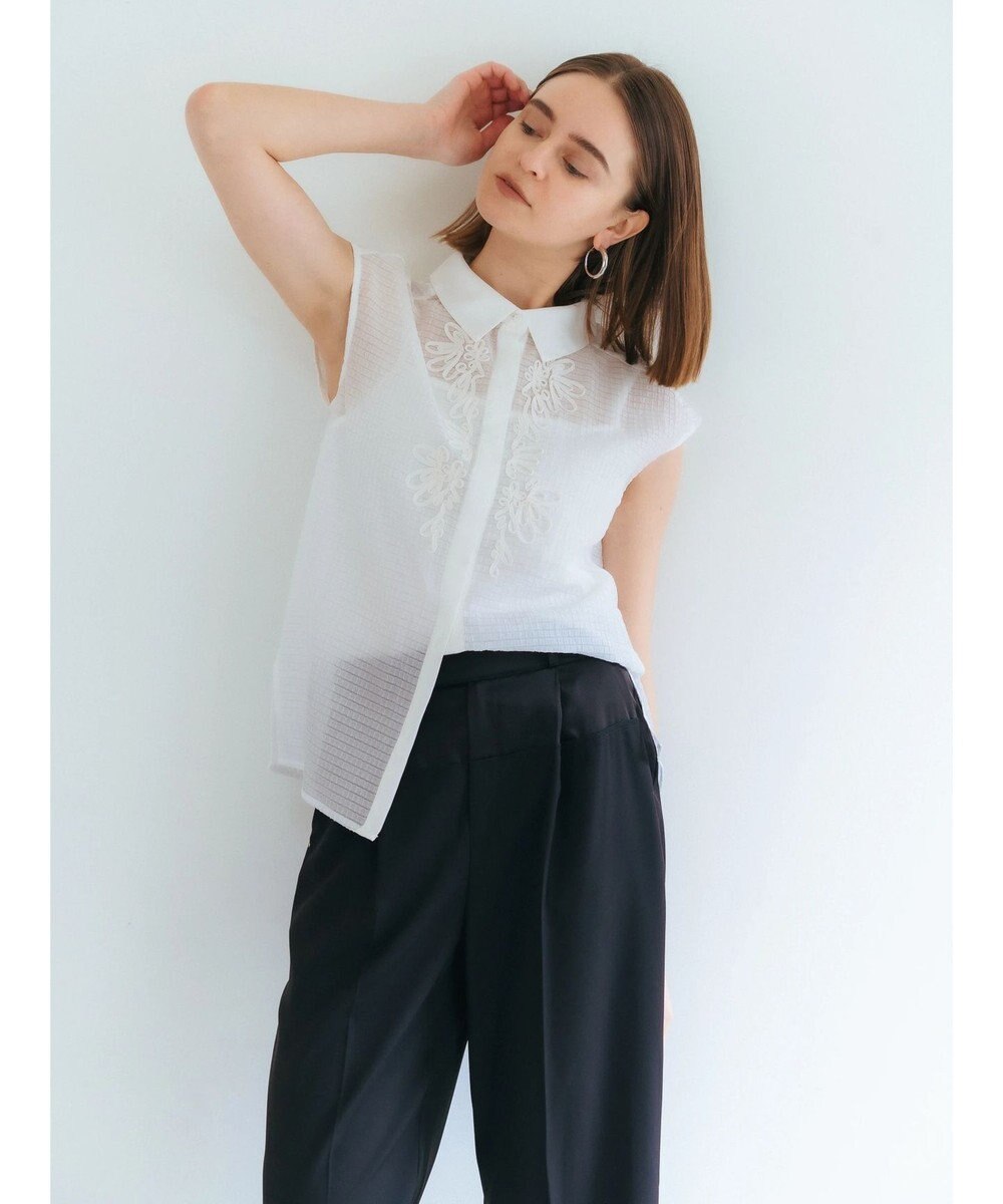 YECCA VECCA コード刺繍シアーブラウス 