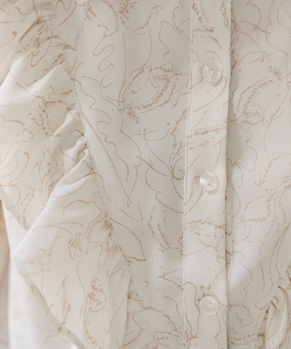 Tiaclasse 【新色追加・洗える】花柄フリルシャツブラウス 