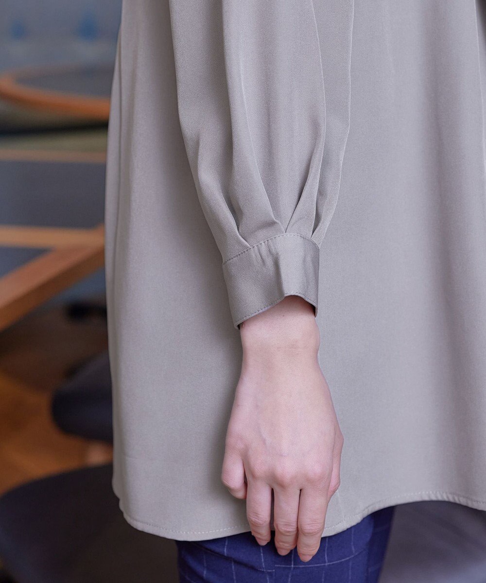 Tiaclasse 【ダブルストレッチ・洗える】バックベルトチュニックブラウス 