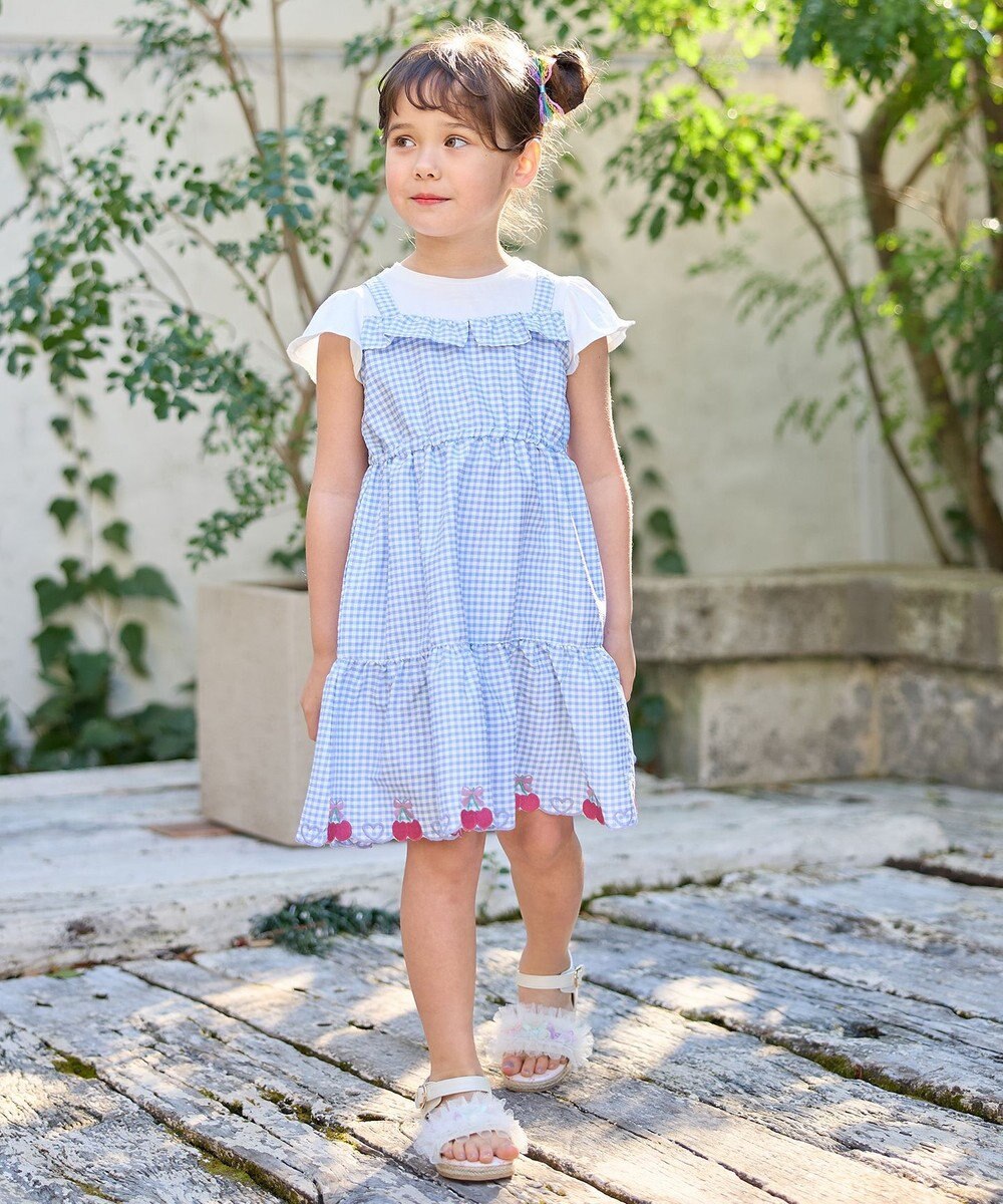 ANY KIDS ギンガム ドッキングワンピース 