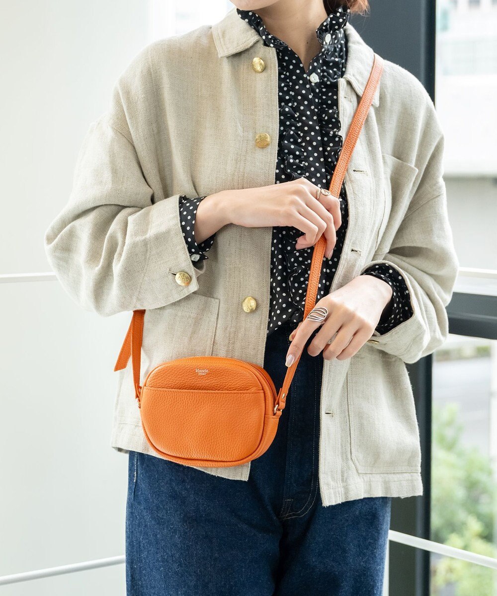 blancle シュリンクレザー ラウンドショルダーバッグ 