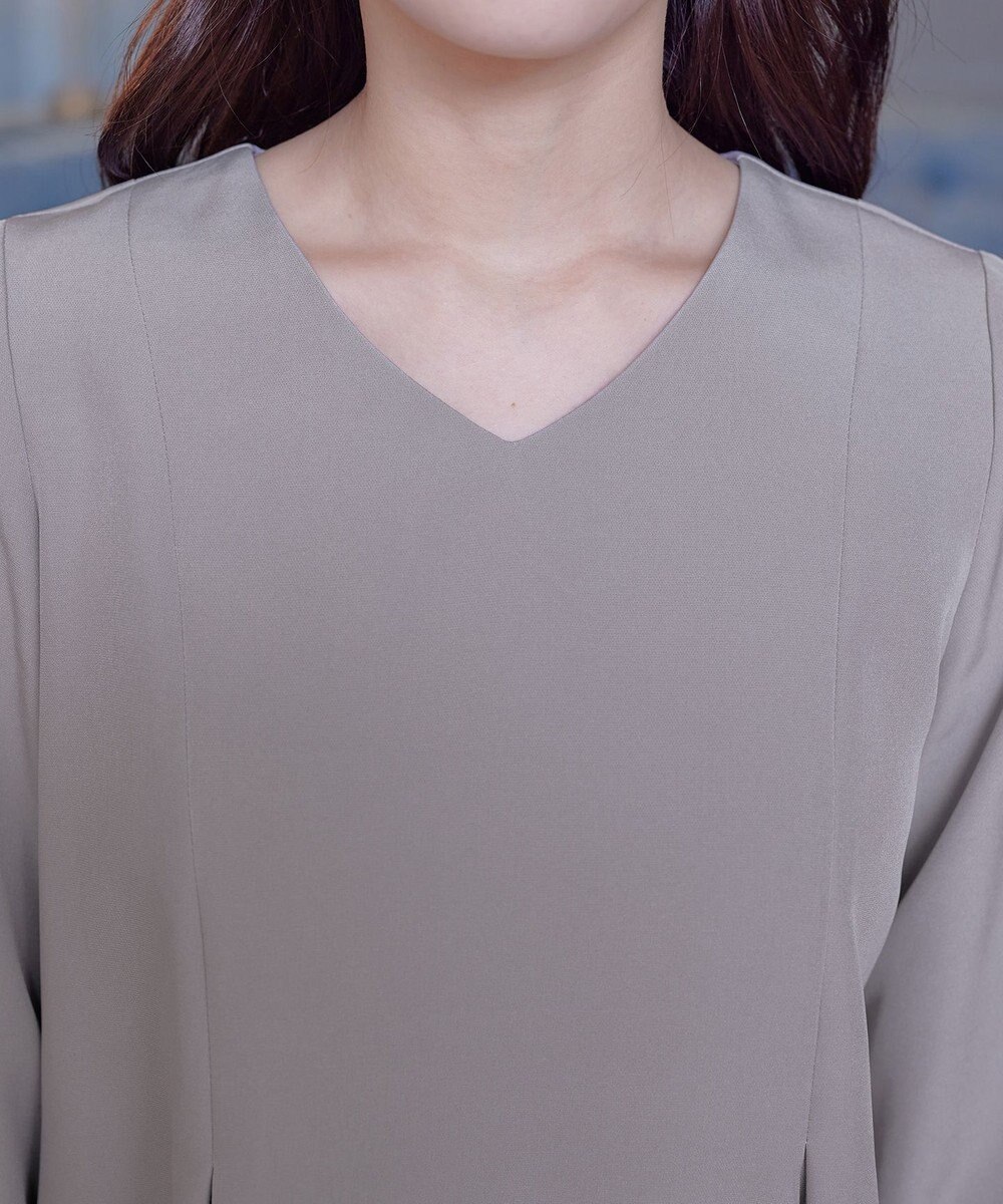 Tiaclasse 【ダブルストレッチ・洗える】バックベルトチュニックブラウス 