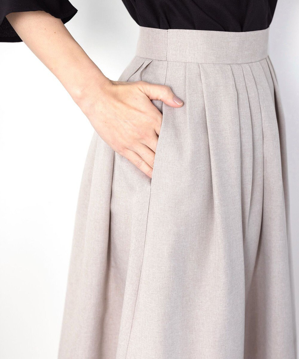 Tiaclasse 【新色追加・選べる丈】麻調タックフレアスカート 