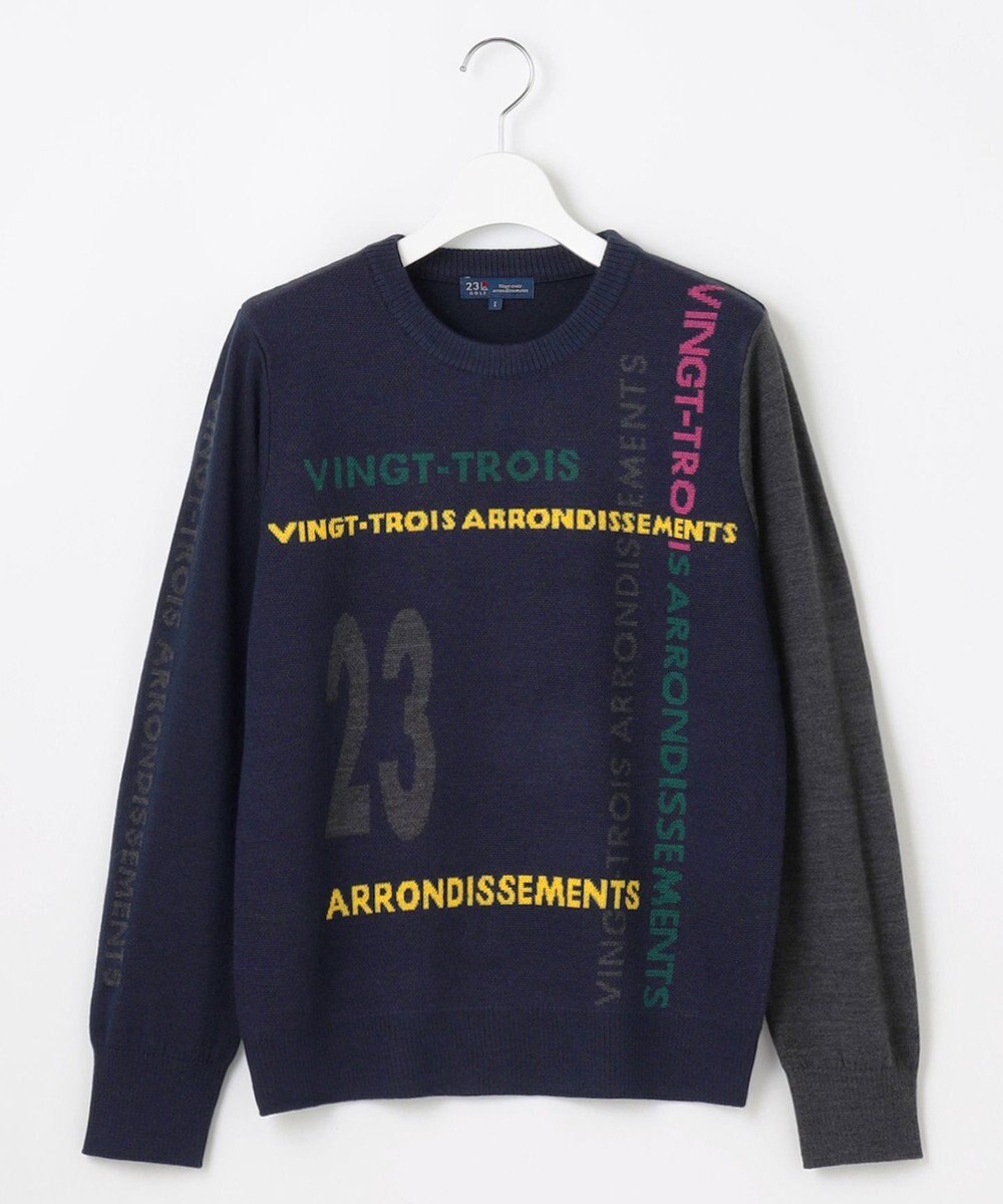 23区GOLF 【WOMEN】ロゴチェックジャガード　クルーネック ニット 