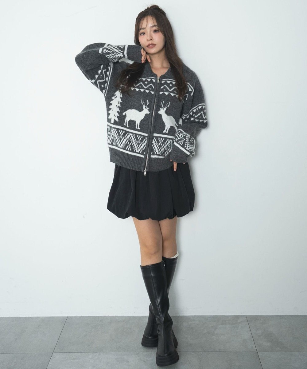 WEGO 雪柄ダブルジップニット 