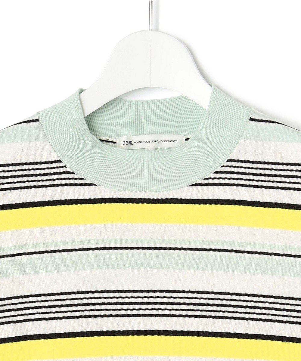 23区 L 【VERY3月号掲載/洗える】プレミアムビオコットン 半袖 マルチボーダー ニット 