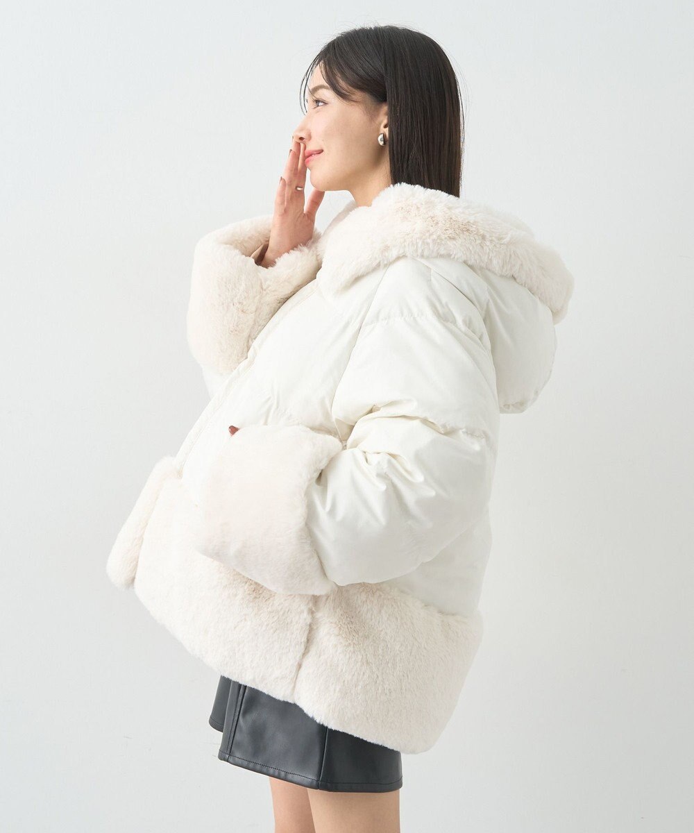 earth music&ecology フードファー中綿ショートコート 