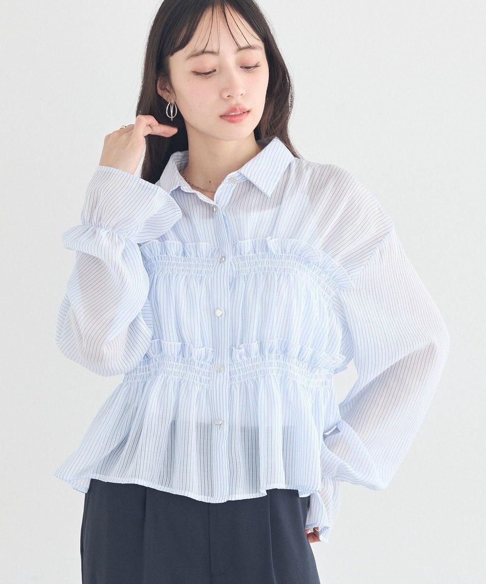 earth music&ecology シャーリングストライプシャツ 