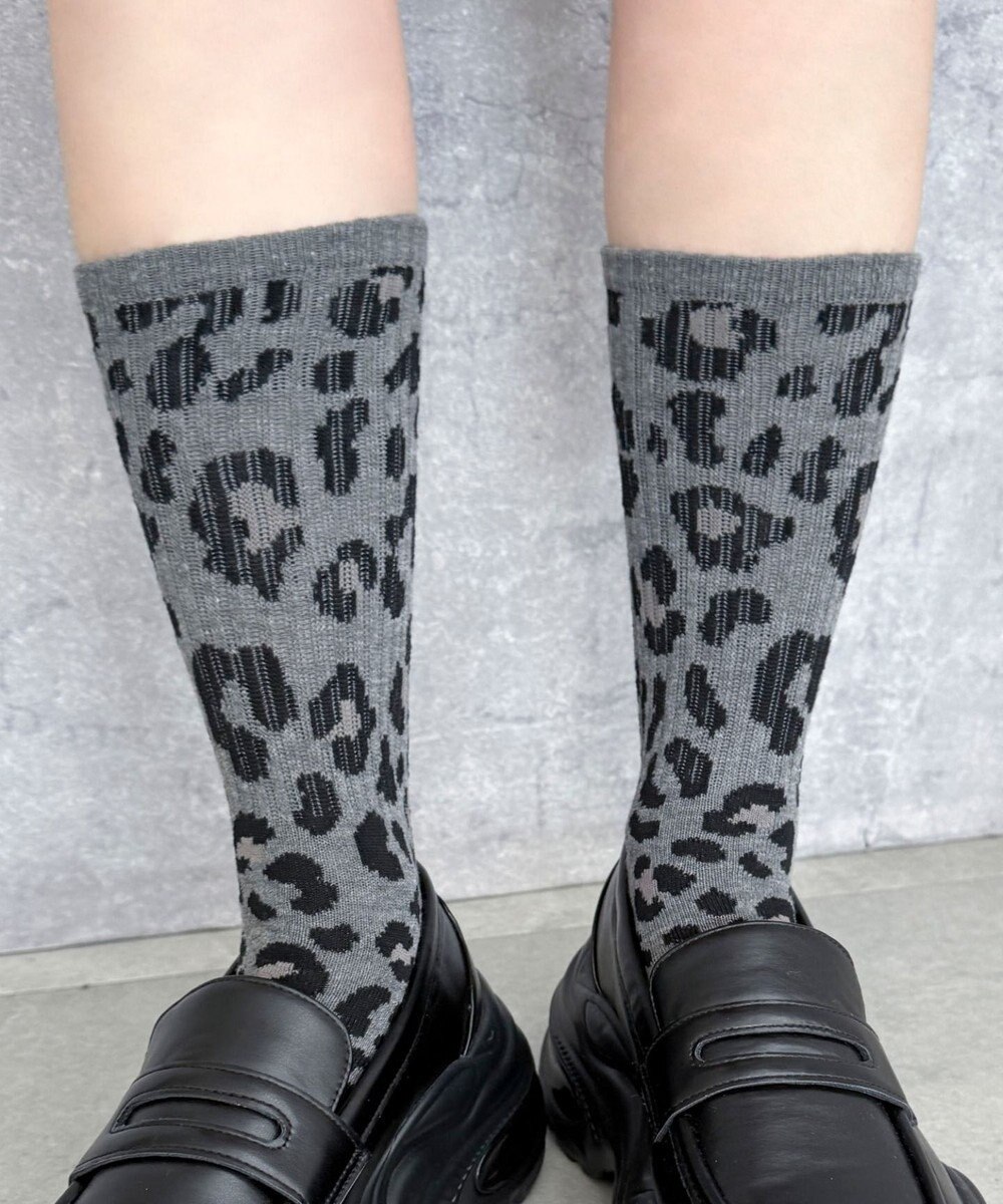 WEGO レオパード柄リブソックス 