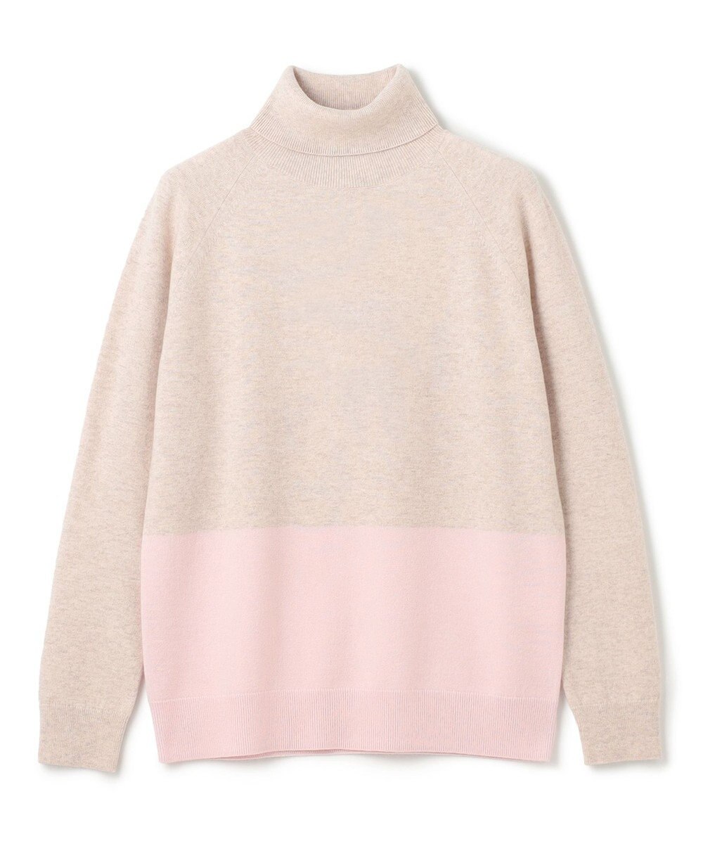 BEIGE， 【WEB限定・洗える】DEMING / バイカラーウールタートルネックニット 