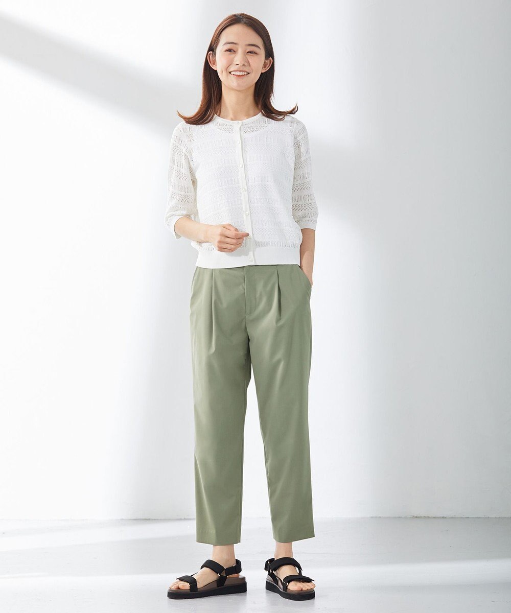 J.PRESS LADIES 【洗える】マイクロタイプライターストレッチ テーパード パンツ 