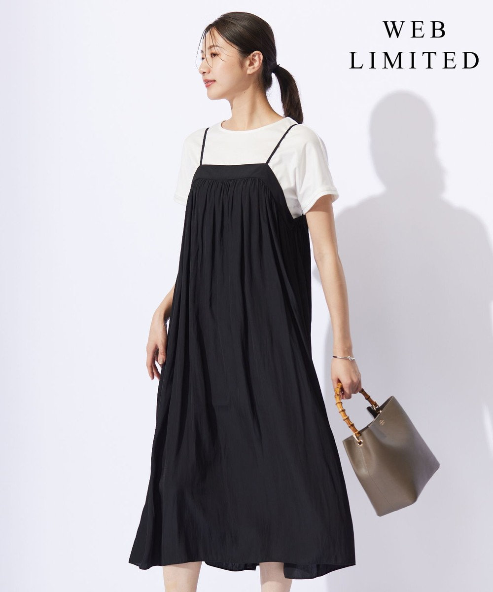 J.PRESS LADIES S 【WEB限定・洗える】キャミワンピース カットソー ツインセット ブラック系