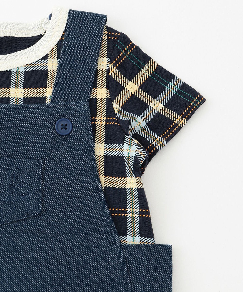 組曲 KIDS 【80-90cm】Check 半袖オーバーオール 