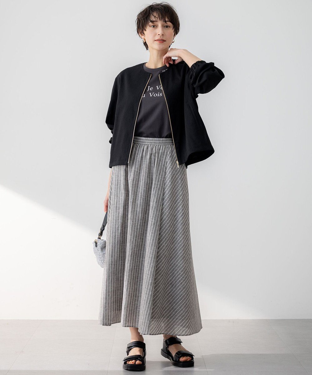 23区 【洗える】リネンレーヨンストレッチ ブルゾン 