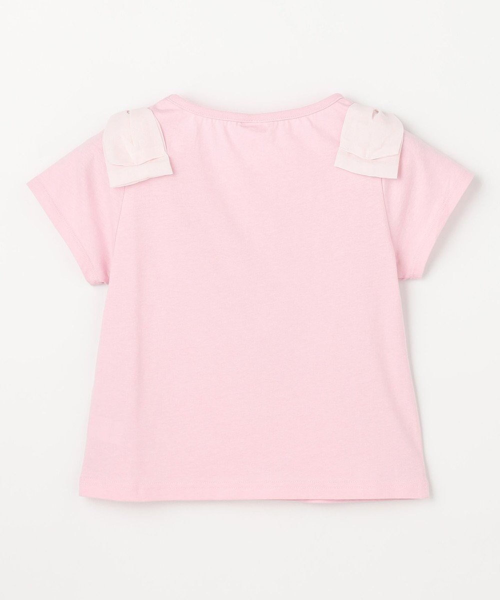 ANY KIDS 【綿100%】肩リボン×ラインストーンロゴ 半袖Tシャツ 