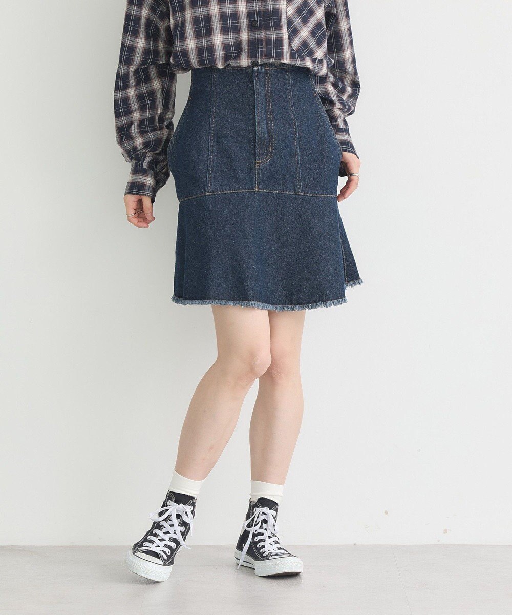 earth music&ecology ハイウエストフレアデニムスカート 