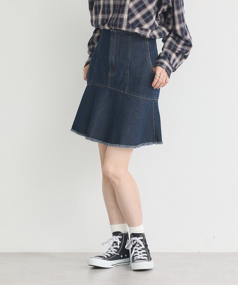 earth music&ecology ハイウエストフレアデニムスカート 