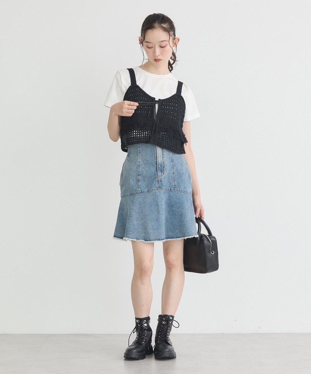 earth music&ecology ハイウエストフレアデニムスカート 