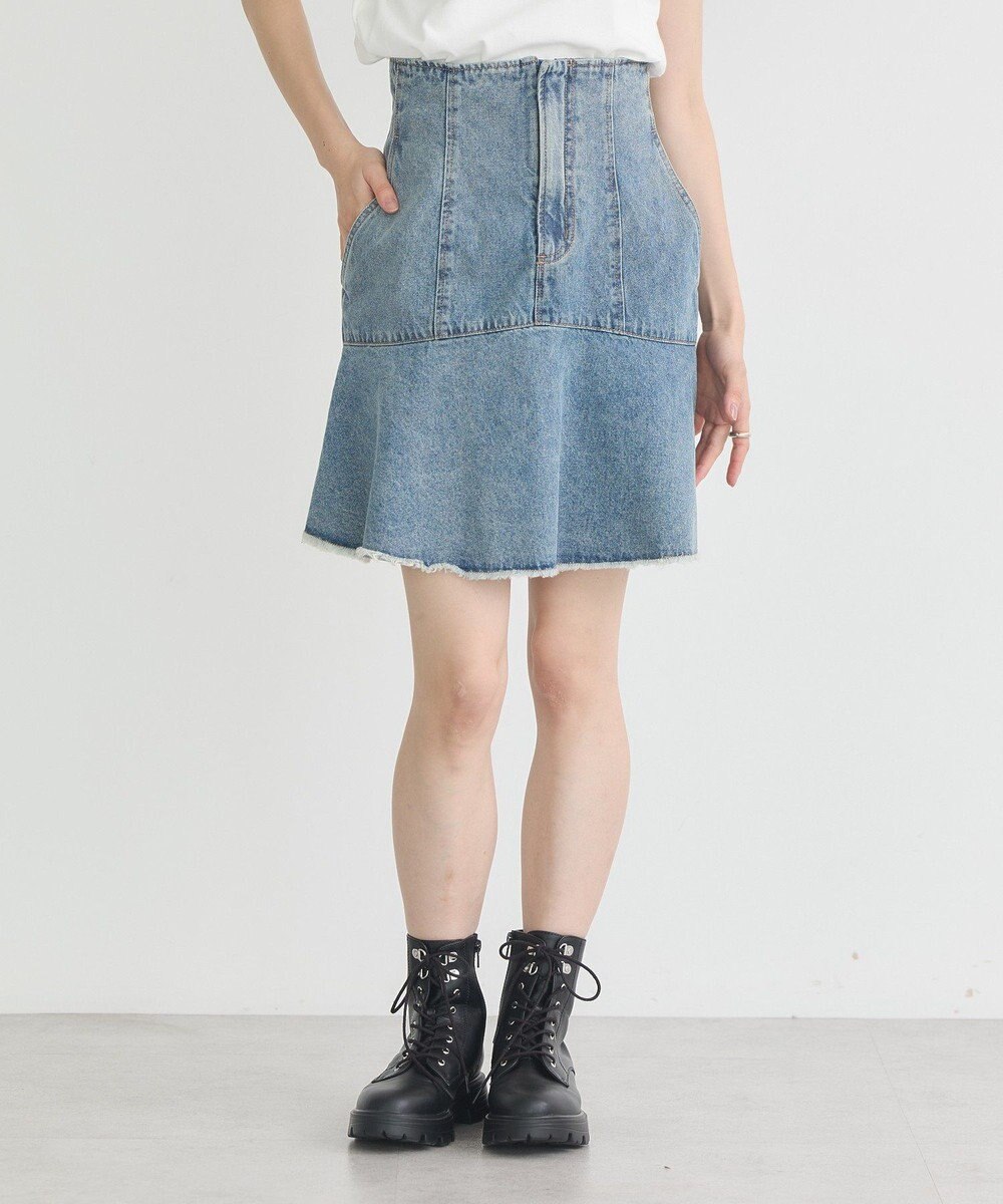 earth music&ecology ハイウエストフレアデニムスカート 