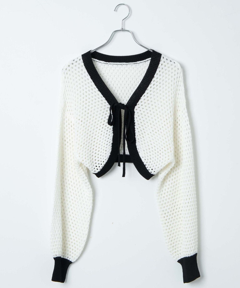 WEGO 【紫外線対策/手洗い可】メッシュリボンボレロ 