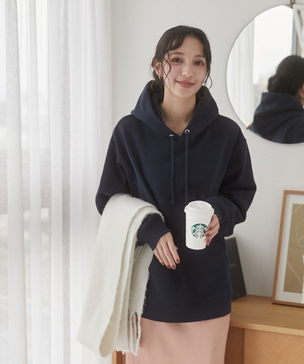 WEGO 【ユニセックス着用ITEM/裏起毛】リラックスフィットスウェットプルパーカー 