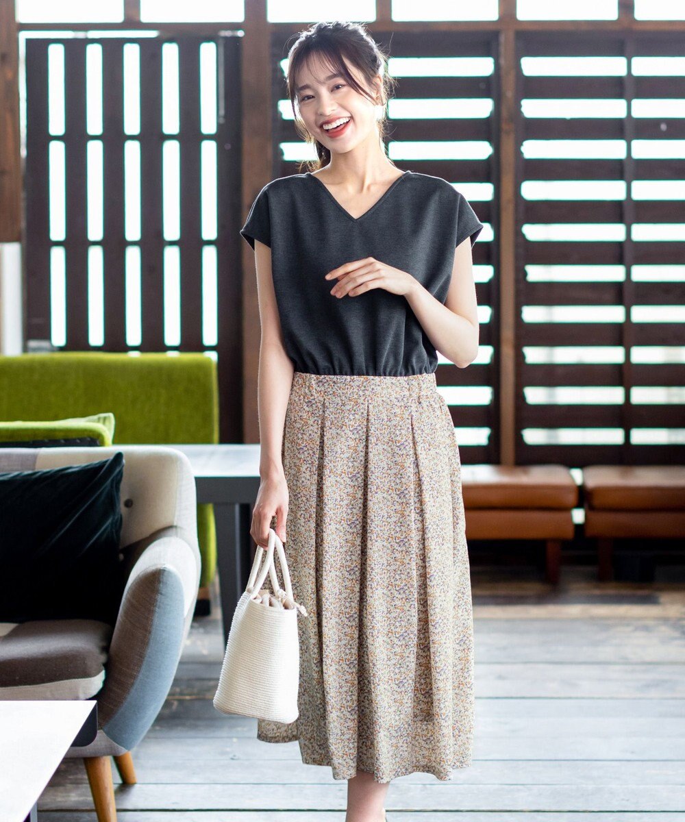 Tiaclasse 【洗える】異素材を組み合わせたカットソードッキングワンピース 