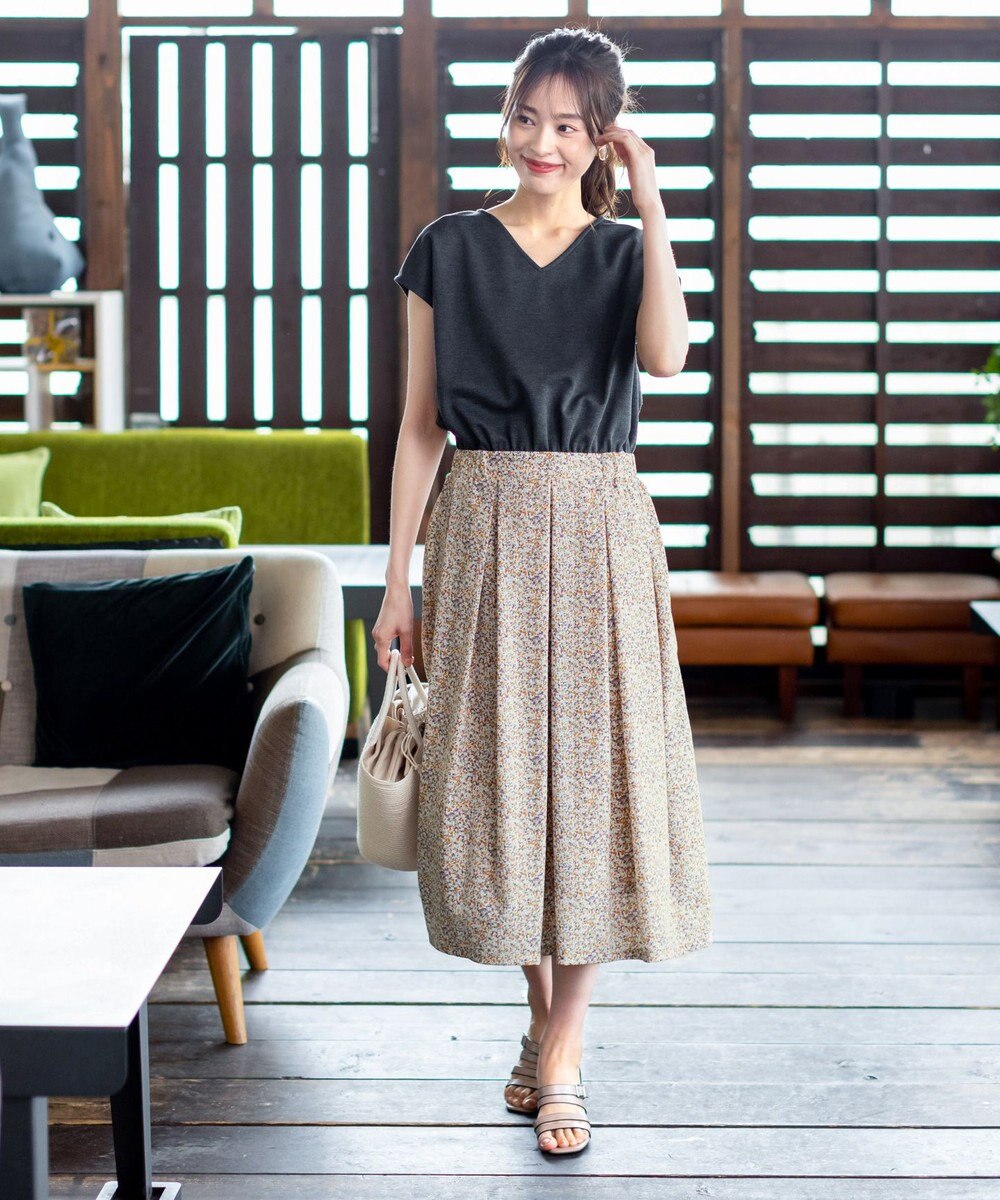 Tiaclasse 【洗える】異素材を組み合わせたカットソードッキングワンピース 