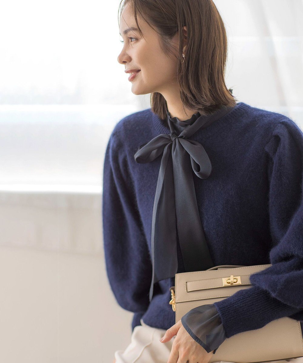 組曲 L 【WEB限定】フラッフィーファー パフスリーブニット 