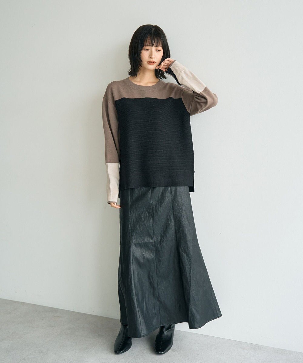 YECCA VECCA 釦デザイン配色ニット 