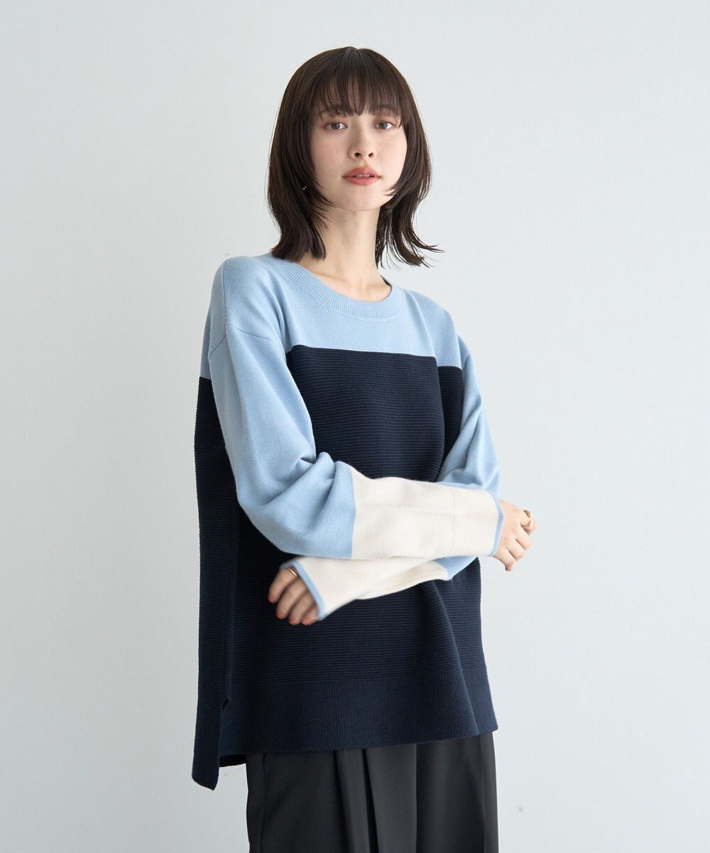 YECCA VECCA 釦デザイン配色ニット 