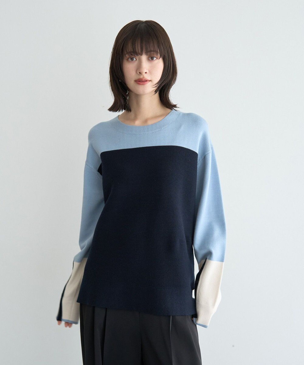 YECCA VECCA 釦デザイン配色ニット 