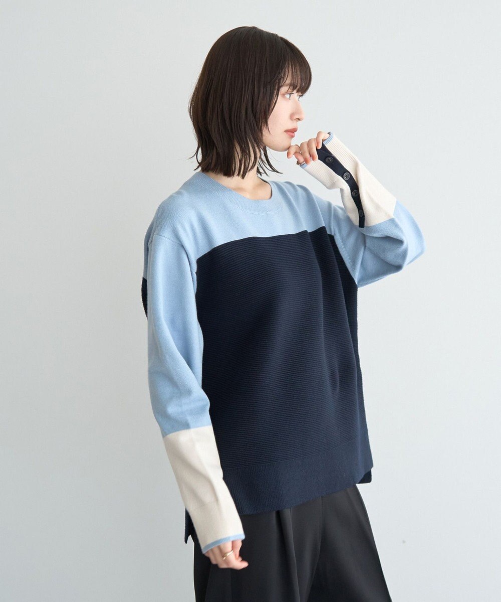 YECCA VECCA 釦デザイン配色ニット 